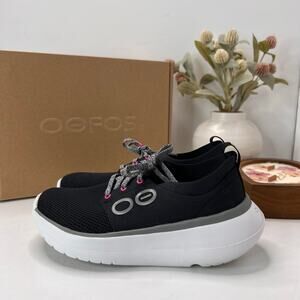 OOFOS OOmy Stride Recovery Sneakers White/Black Style 5077 Women's 5 Athleisure
